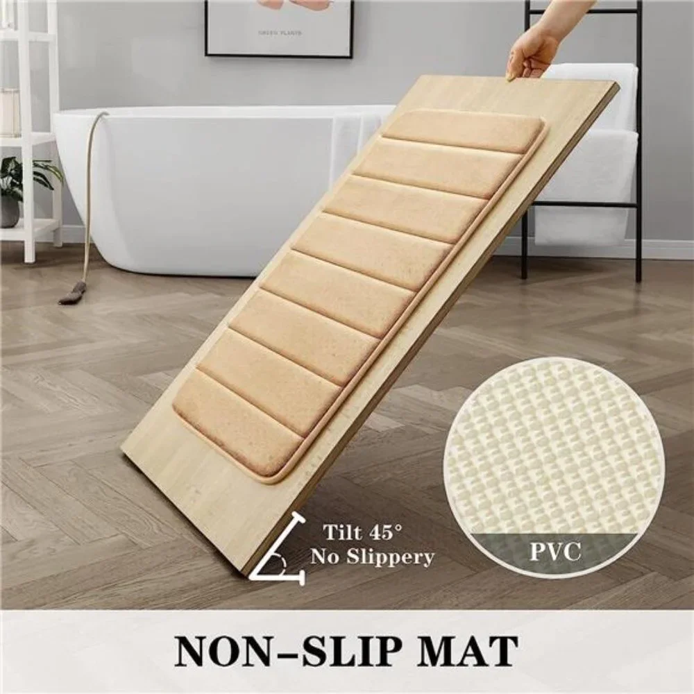 3 Piece Non Slip Extra Absorbent Shaggy Bathroom Mats and Rugs Sets, Beige